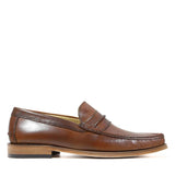 Manzoni Handmade Moc Toe Strap Leather Loafers