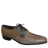 Manzoni Handmade Oxfords in crocodile embossed leather