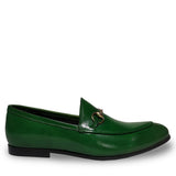 Manzoni Handmade Green Leather Loafers