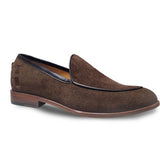 Manzoni Handmade Dark Brown Suede Leather Loafers