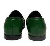 Manzoni Handmade Green Leather Loafers