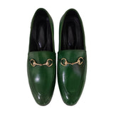 Manzoni Handmade Green Leather Loafers