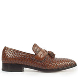 Manzoni Handmade Camel Patina Leather Loafers