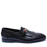 Manzoni Handmade Bazel Fashion Black Leather Loafers