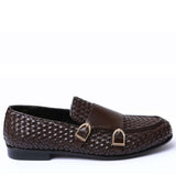 Manzoni Handmade Adda Woven Leather Double Monkstraps