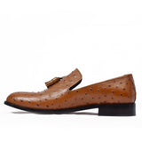 Manzoni Handmade Ostrich Pattern Leather Loafers