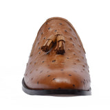 Manzoni Handmade Ostrich Pattern Leather Loafers