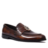 Manzoni Handmade Double B Buckle Style Leather Loafers