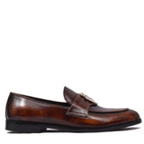Manzoni Handmade Double B Buckle Style Leather Loafers