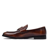Manzoni Handmade Double B Buckle Style Leather Loafers
