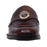 Manzoni Handmade Double B Buckle Style Leather Loafers