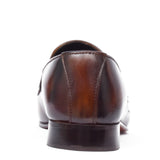 Manzoni Handmade Buckle Style Brown Leather Loafers
