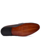 Manzoni Handmade Buckle Style Brown Leather Loafers