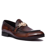 Manzoni Handmade Classic Red & Brown Leather Loafers
