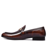 Manzoni Handmade Classic Red & Brown Leather Loafers