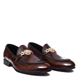 Manzoni Handmade Classic Red & Brown Leather Loafers