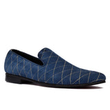 Manzoni Handmade Blue Suede Leather Loafer Shoes