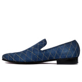 Manzoni Handmade Blue Suede Leather Loafer Shoes