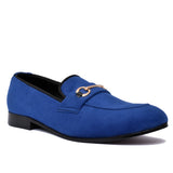 Manzoni Handmade Blue Suede Leather Loafer Shoes