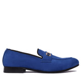 Manzoni Handmade Blue Suede Leather Loafer Shoes