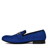 Manzoni Handmade Blue Suede Leather Loafer Shoes