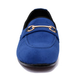 Manzoni Handmade Blue Suede Leather Loafer Shoes