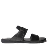 Manzoni Handmade Black Leather Sandals For Men
