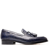Manzoni Handmade Embossed Tassel Leather Loafers