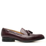 Manzoni Handmade Burgundy Leather Tassel Loafers