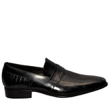 Manzoni Handmade Xafle Black Leather Loafers