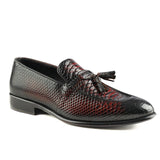 Manzoni Handmade Embossed Snake Style Leather Loafers