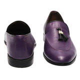 Manzoni Handmade Leather Purple Loafers - Manzoni
