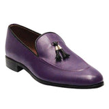 Manzoni Handmade Leather Purple Loafers - Manzoni