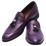 Manzoni Handmade Leather Purple Loafers - Manzoni