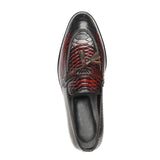Manzoni Handmade Embossed Snake Style Leather Loafers