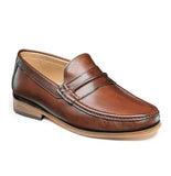 Manzoni Handmade Moc Toe Strap Leather Loafers