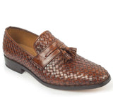 Manzoni Handmade Camel Patina Leather Loafers