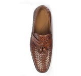 Manzoni Handmade Camel Patina Leather Loafers