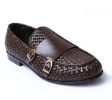 Manzoni Handmade Adda Woven Leather Double Monkstraps