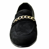 Manzoni Handmade Crafted Black Suede Chain Loafers - Manzoni