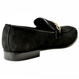 Manzoni Handmade Crafted Black Suede Chain Loafers - Manzoni