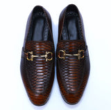 Manzoni Handmade Fish Style Two-Tone With Buckle Leather Shoes