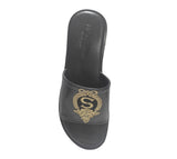 Manzoni Handmade Black Leather Slipper For Men