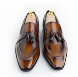 Manzoni Handmade Vinci Tussle Leather Loafers