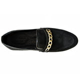 Manzoni Handmade Crafted Black Suede Chain Loafers - Manzoni