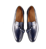 Manzoni Handmade Embossed Tassel Leather Loafers