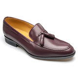 Manzoni Handmade Burgundy Leather Tassel Loafers