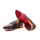 Manzoni Handmade Olbia Purple Ostrich Leather Shoes